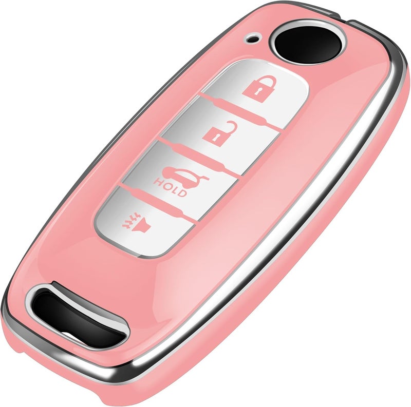 Tukellen for Nissan Key Fob Cover, Premium TPU Plated Case for 2023-2025 Pathfinder Rogue Ariya Versa Kicks Sentra Armada Murano Smart Remote Key Protector (Chalk Pink, 4 Buttons-B) - Image 1